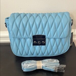Badgley Mischka Sky Blue Quilted Crossbody Bag
